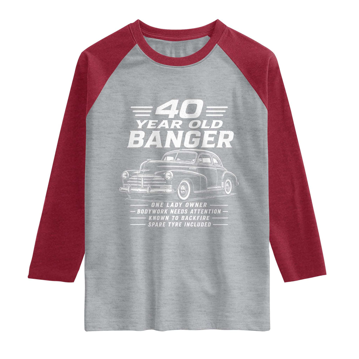 Vintage Car 40th Birthday Graphic Raglan Shirt Funny 40 Year Old Gift Banger Car Guy