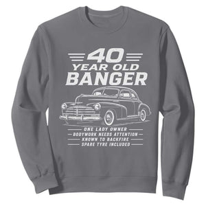 Vintage Car 40th Birthday Graphic Sweatshirt Funny 40 Year Old Gift Banger Car Guy