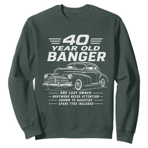 Vintage Car 40th Birthday Graphic Sweatshirt Funny 40 Year Old Gift Banger Car Guy