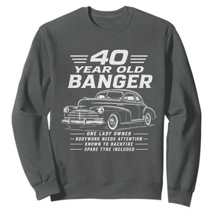Vintage Car 40th Birthday Graphic Sweatshirt Funny 40 Year Old Gift Banger Car Guy