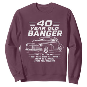 Vintage Car 40th Birthday Graphic Sweatshirt Funny 40 Year Old Gift Banger Car Guy
