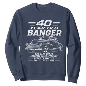 Vintage Car 40th Birthday Graphic Sweatshirt Funny 40 Year Old Gift Banger Car Guy