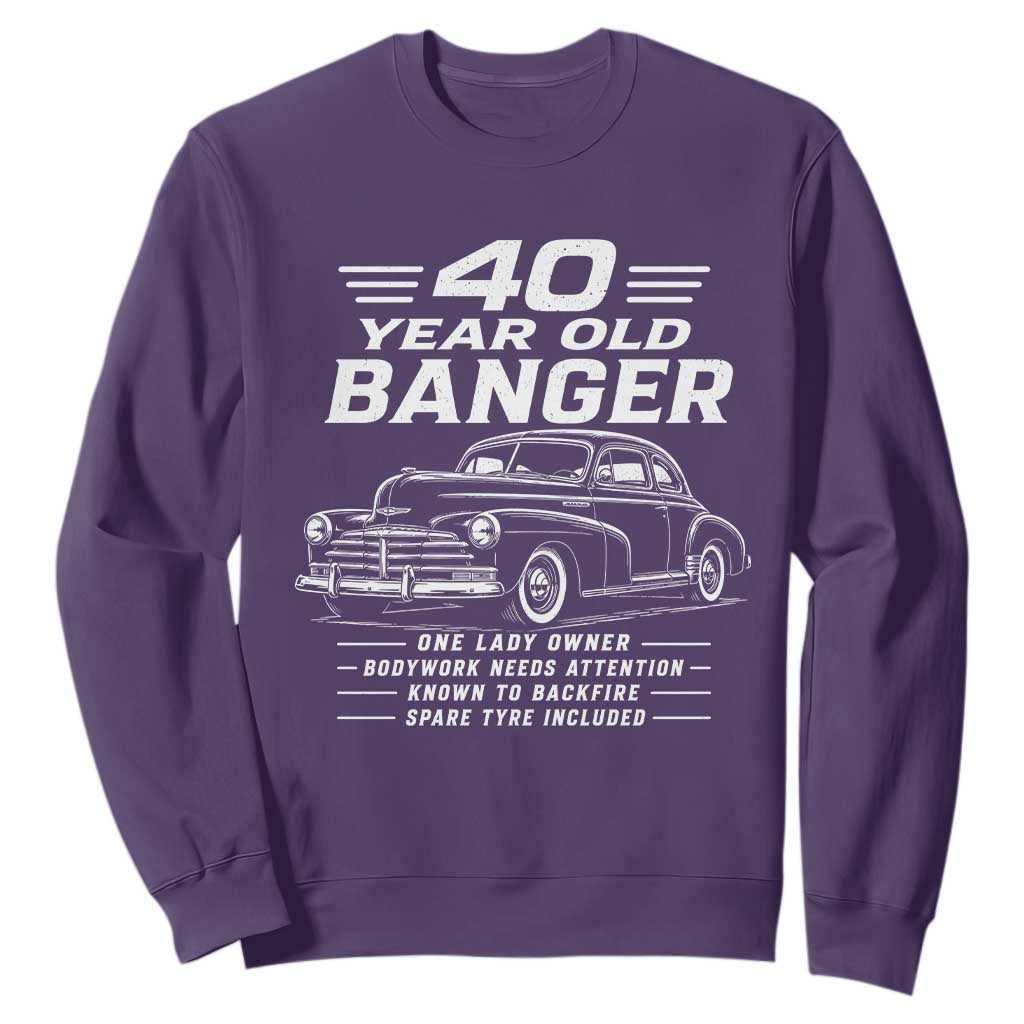 Vintage Car 40th Birthday Graphic Sweatshirt Funny 40 Year Old Gift Banger Car Guy