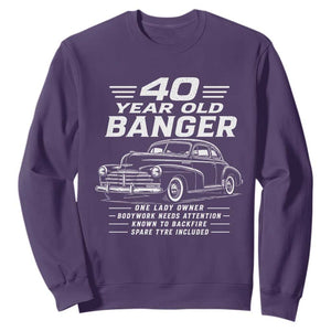 Vintage Car 40th Birthday Graphic Sweatshirt Funny 40 Year Old Gift Banger Car Guy