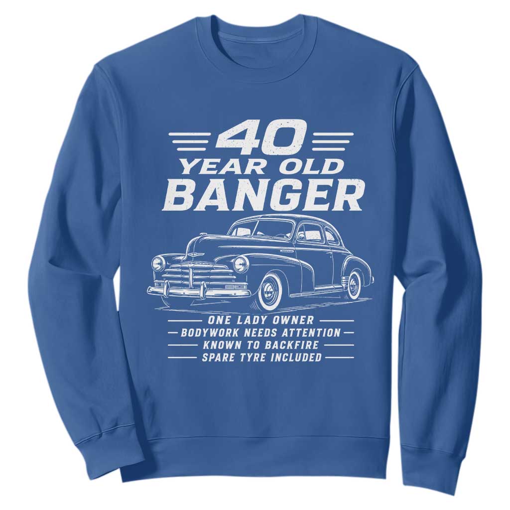 Vintage Car 40th Birthday Graphic Sweatshirt Funny 40 Year Old Gift Banger Car Guy
