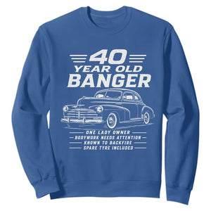 Vintage Car 40th Birthday Graphic Sweatshirt Funny 40 Year Old Gift Banger Car Guy