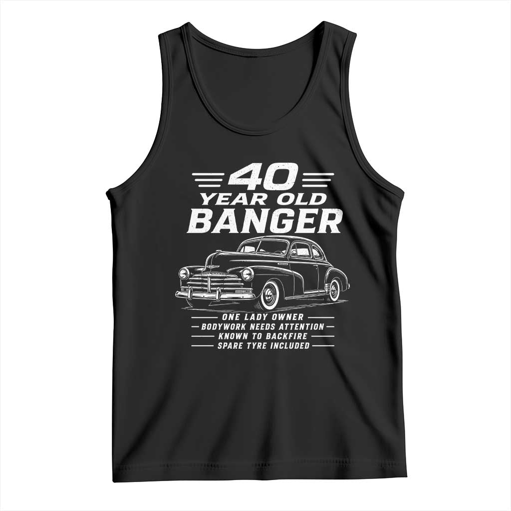 Vintage Car 40th Birthday Graphic Tank Top Funny 40 Year Old Gift Banger Car Guy