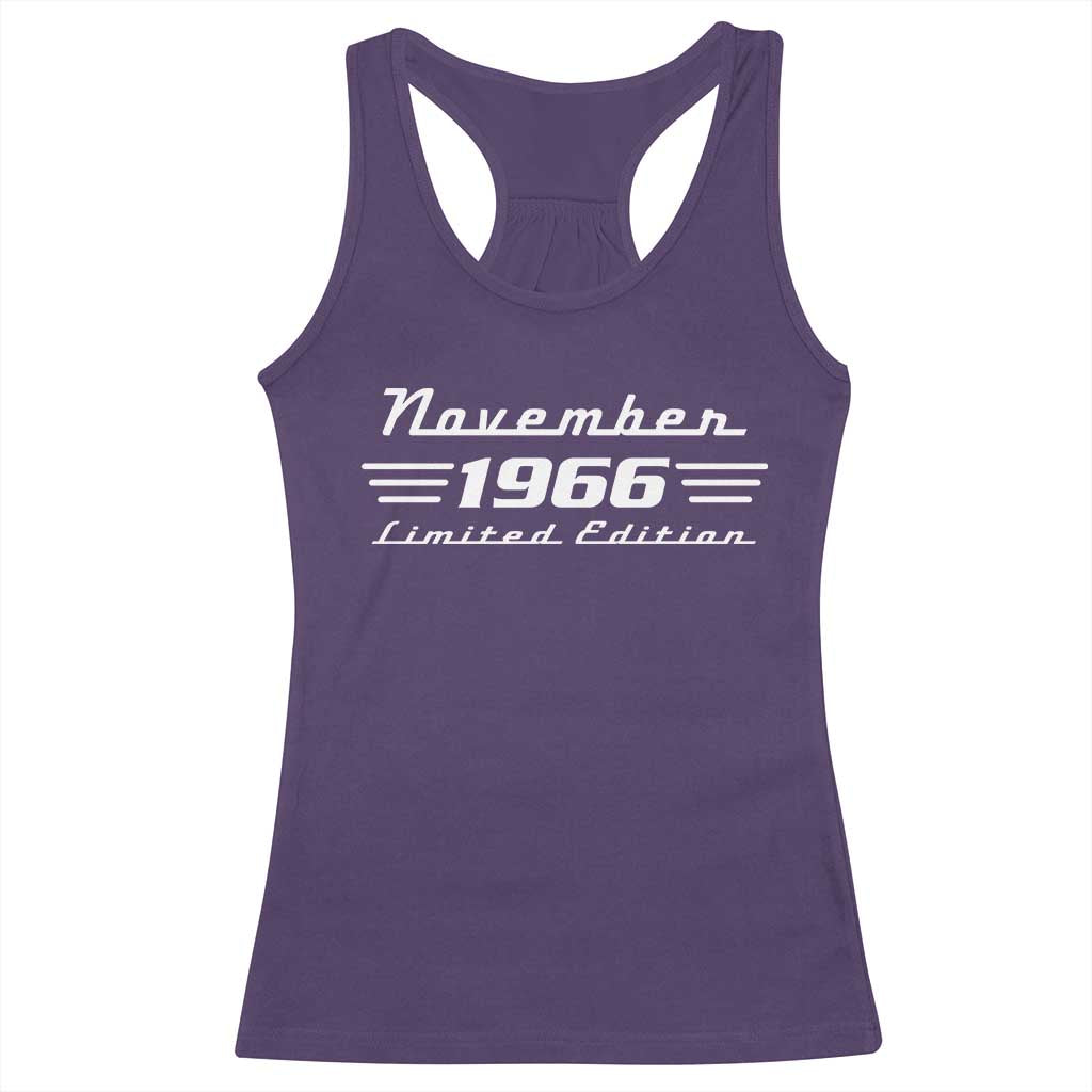 1966 November 60th Birthday Racerback Tank Top Vintage Limited Edition 60 Year Old Gift