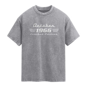 1966 October 60th Birthday Washed Cotton T-Shirt Vintage Limited Edition 60 Year Old Gift