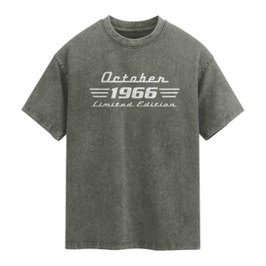 1966 October 60th Birthday Washed Cotton T-Shirt Vintage Limited Edition 60 Year Old Gift