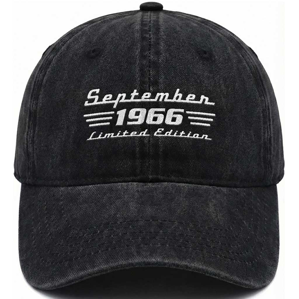 1966 September 60th Birthday Washed Cotton Baseball Cap Vintage Limited Edition 60 Year Old Gift