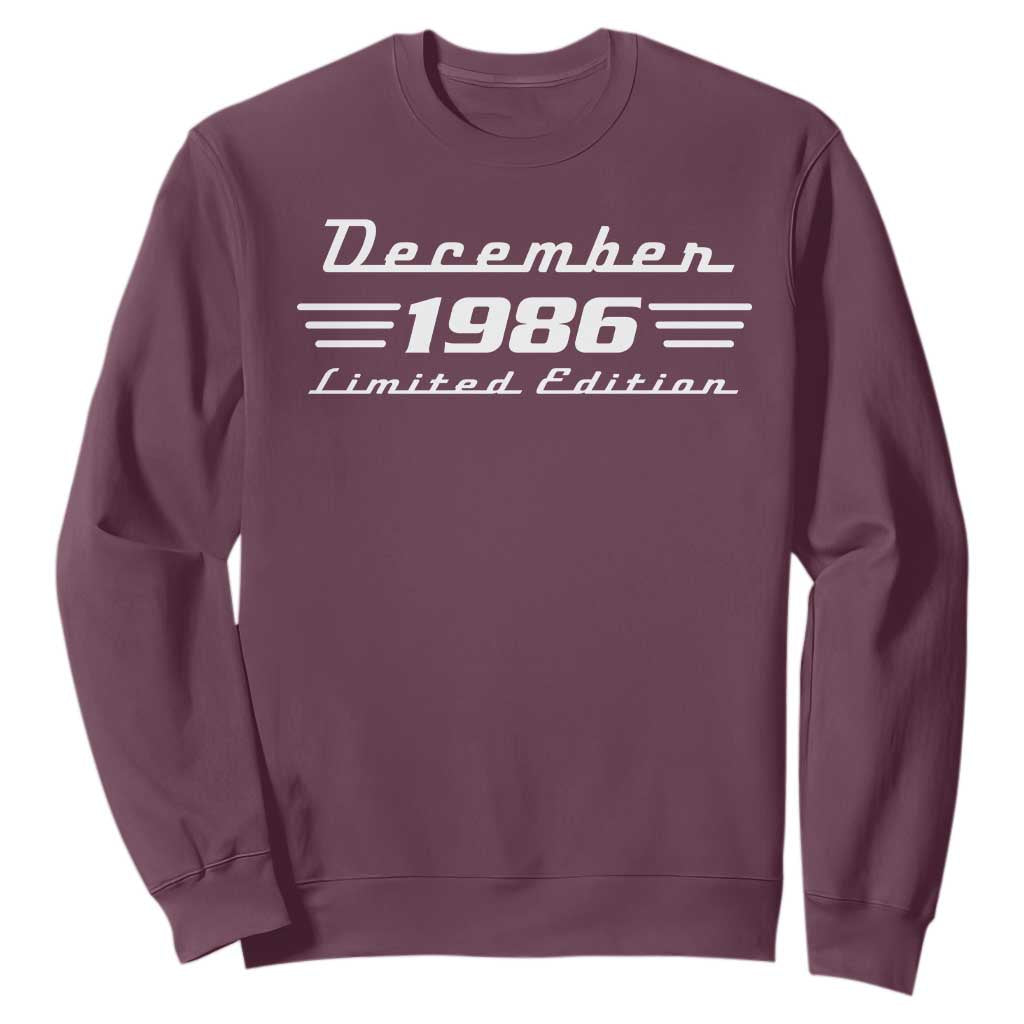 1986 December 40th Birthday Sweatshirt Vintage Limited Edition 40 Year Old Gift