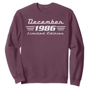 1986 December 40th Birthday Sweatshirt Vintage Limited Edition 40 Year Old Gift