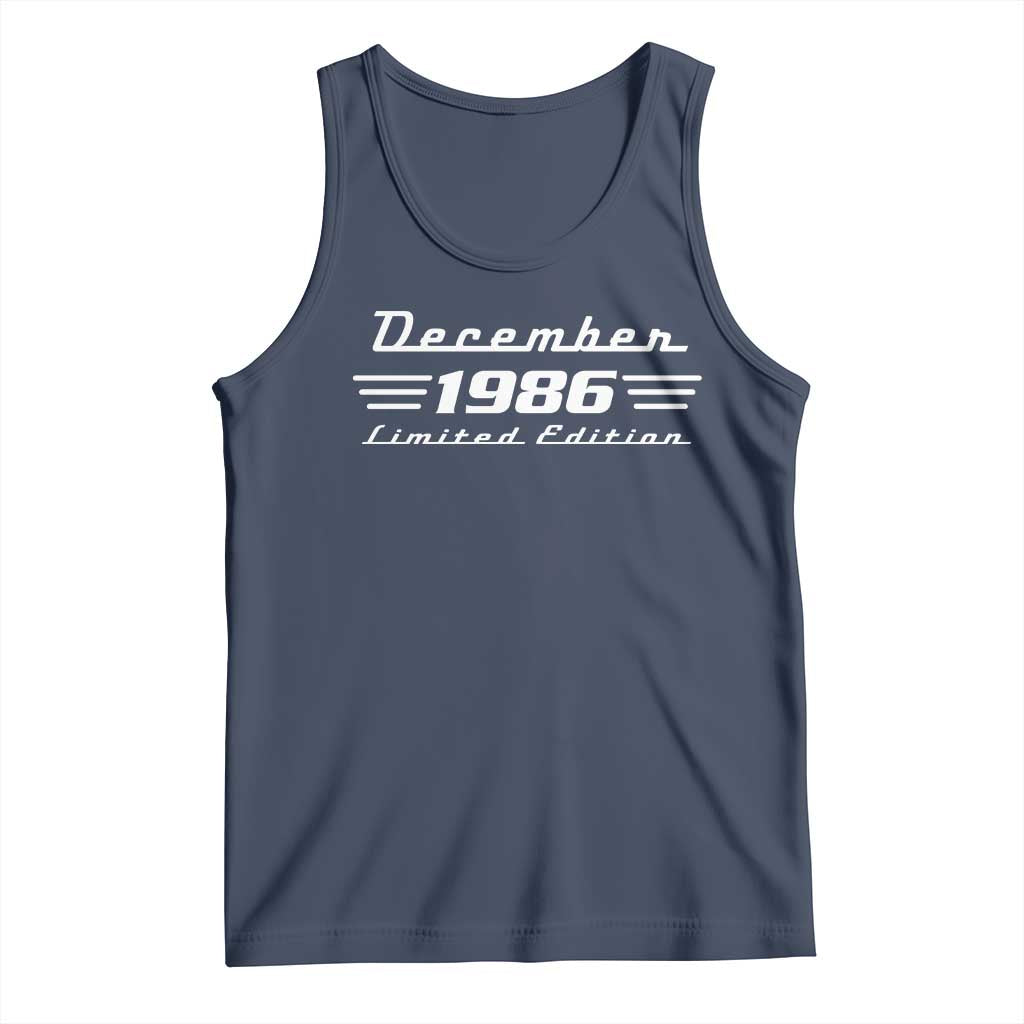 1986 December 40th Birthday Tank Top Vintage Limited Edition 40 Year Old Gift