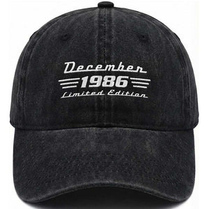 1986 December 40th Birthday Washed Cotton Baseball Cap Vintage Limited Edition 40 Year Old Gift