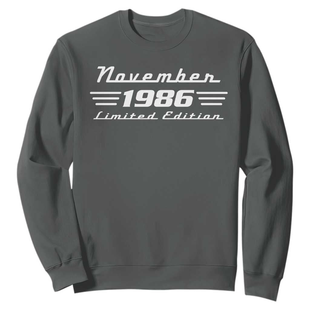 1986 November 40th Birthday Sweatshirt Vintage Limited Edition 40 Year Old Gift