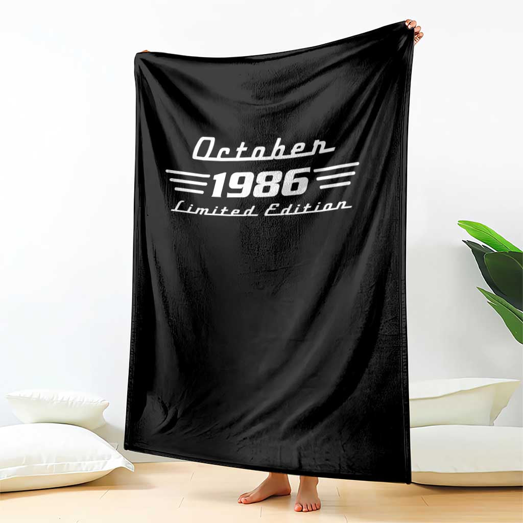 1986 October 40th Birthday Throw Blanket Vintage Limited Edition 40 Year Old Gift