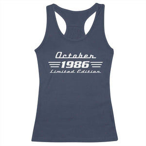 1986 October 40th Birthday Racerback Tank Top Vintage Limited Edition 40 Year Old Gift