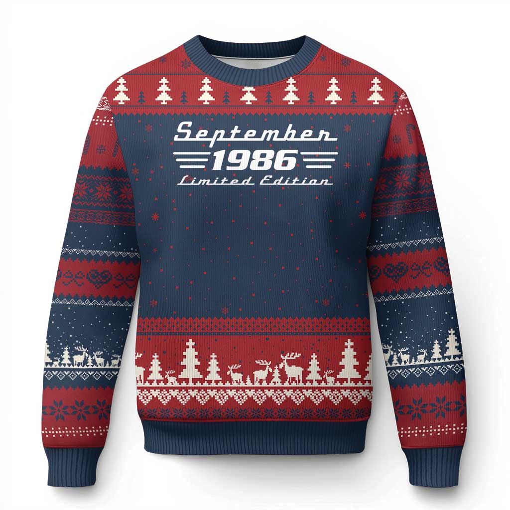 1986 September 40th Birthday Ugly Christmas Sweater Vintage Limited Edition 40 Year Old Gift