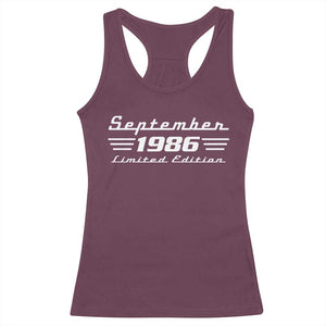 1986 September 40th Birthday Racerback Tank Top Vintage Limited Edition 40 Year Old Gift