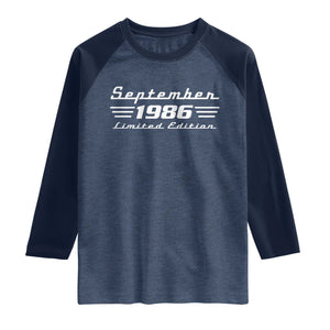 1986 September 40th Birthday Raglan Shirt Vintage Limited Edition 40 Year Old Gift