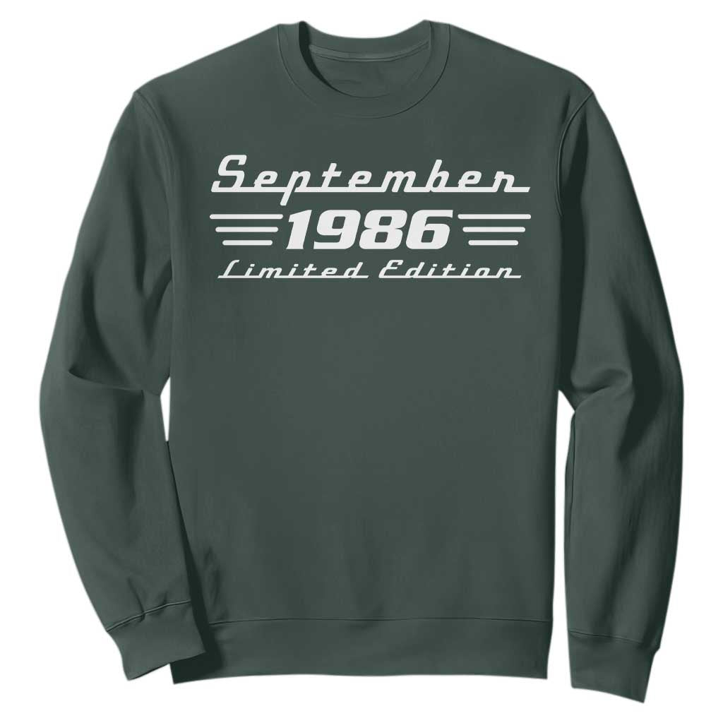 1986 September 40th Birthday Sweatshirt Vintage Limited Edition 40 Year Old Gift