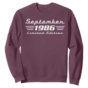 1986 September 40th Birthday Sweatshirt Vintage Limited Edition 40 Year Old Gift