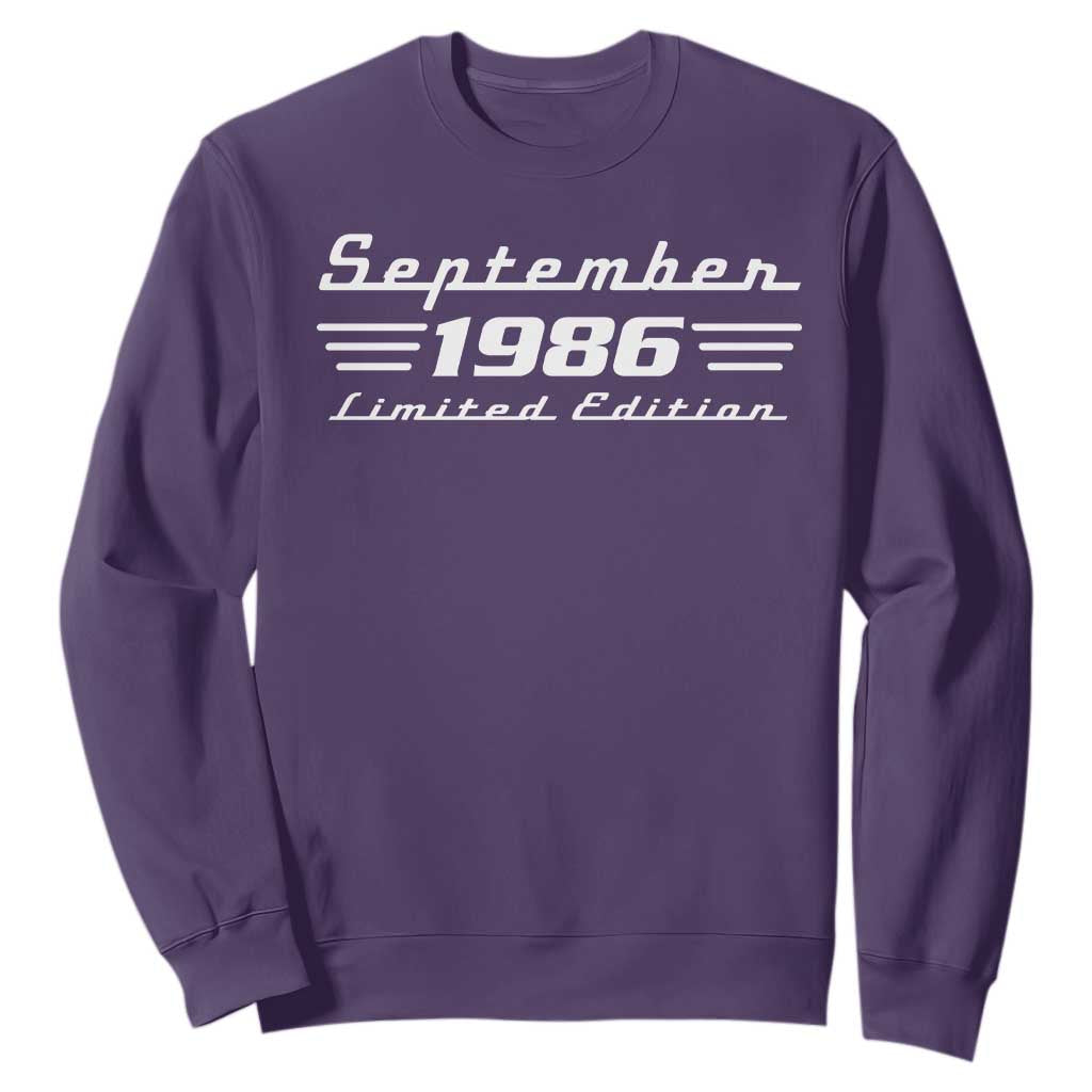 1986 September 40th Birthday Sweatshirt Vintage Limited Edition 40 Year Old Gift