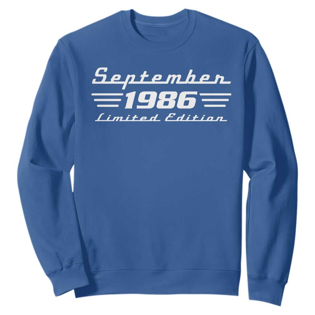 1986 September 40th Birthday Sweatshirt Vintage Limited Edition 40 Year Old Gift