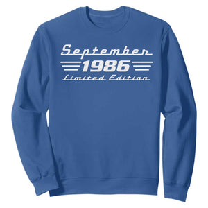 1986 September 40th Birthday Sweatshirt Vintage Limited Edition 40 Year Old Gift