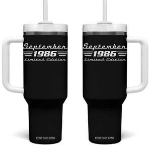 1986 September 40th Birthday Tumbler With Handle Vintage Limited Edition 40 Year Old Gift