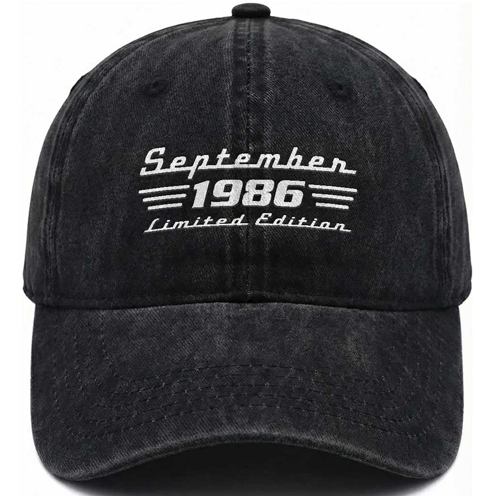 1986 September 40th Birthday Washed Cotton Baseball Cap Vintage Limited Edition 40 Year Old Gift