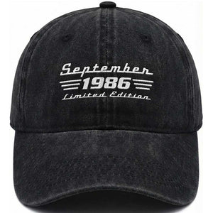 1986 September 40th Birthday Washed Cotton Baseball Cap Vintage Limited Edition 40 Year Old Gift