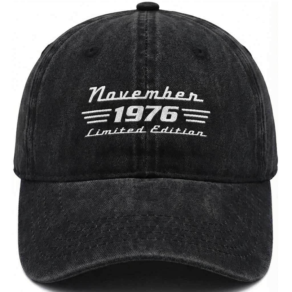 1976 November 50th Birthday Washed Cotton Baseball Cap Vintage Limited Edition 50 Year Old Gift