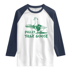 Philly Goose Raglan Shirt Funny PFE Fan Silly Gooses TS10 White Navy Print Your Wear
