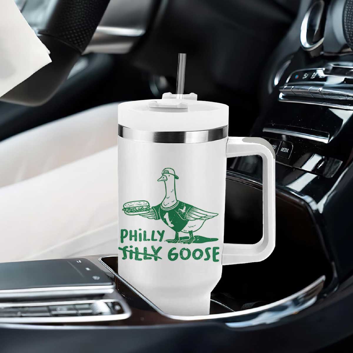 Philly Goose Tumbler With Handle Funny PFE Fan Silly Gooses TS10 Print Your Wear