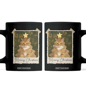 Meowy Christmas Coffee Mug Funny Cat Xmas Tree Retro Vintage Photo TS10 Black Print Your Wear