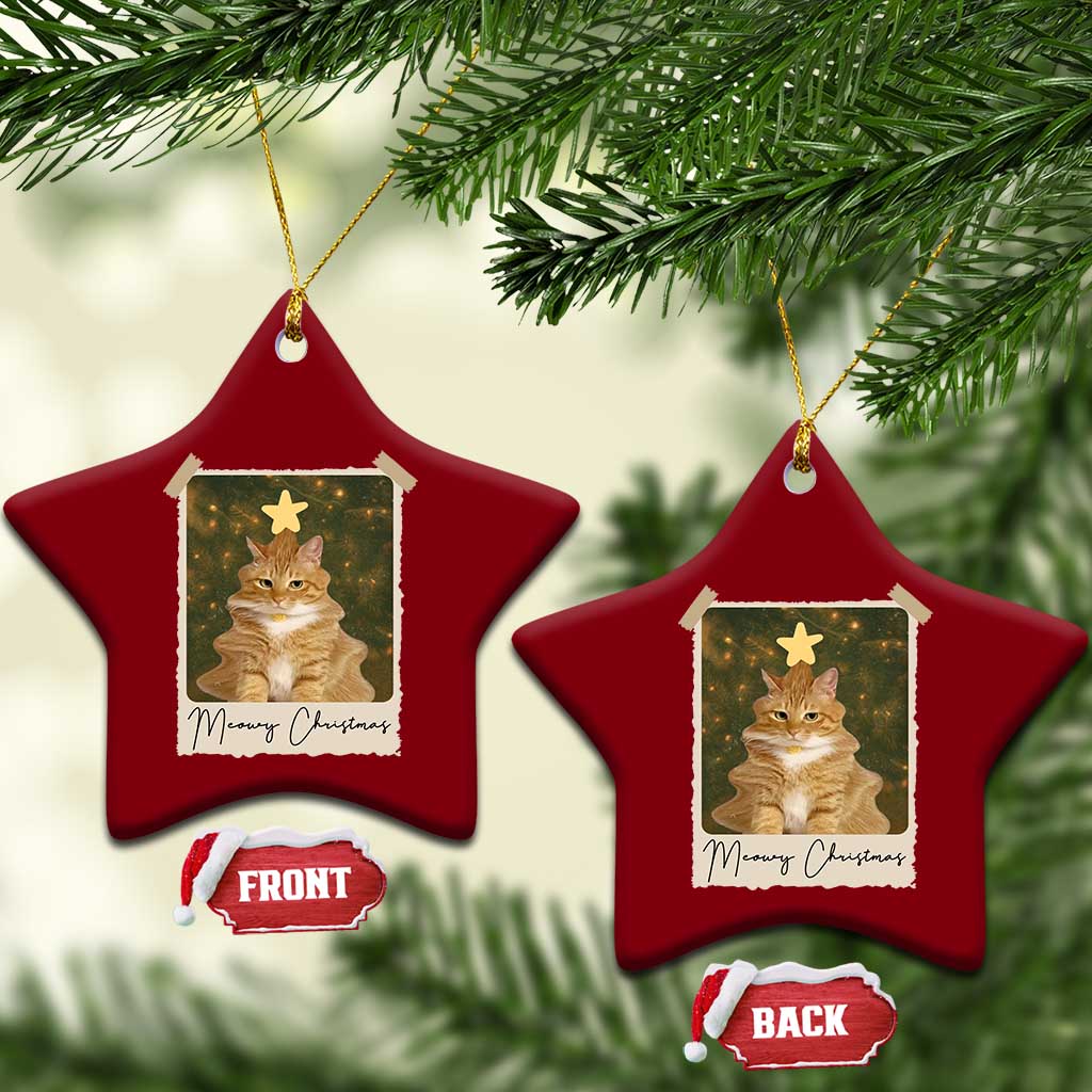 Meowy Christmas Ceramic Ornament Funny Cat Xmas Tree Retro Vintage Photo TS10 Print Your Wear