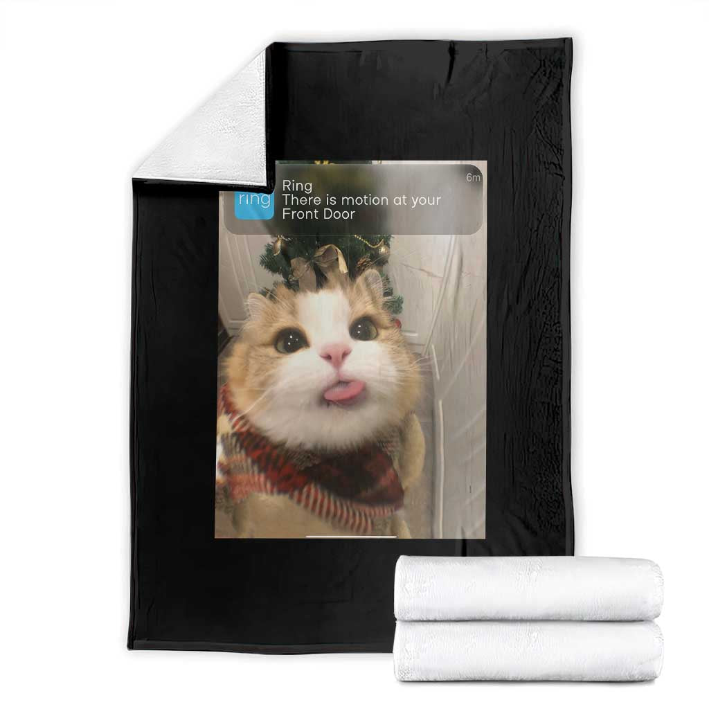 Funny Cat Christmas Throw Blanket Ring There is Motion at Your Front Door Meme Xmas Tree TS10 Black Print Your Wear