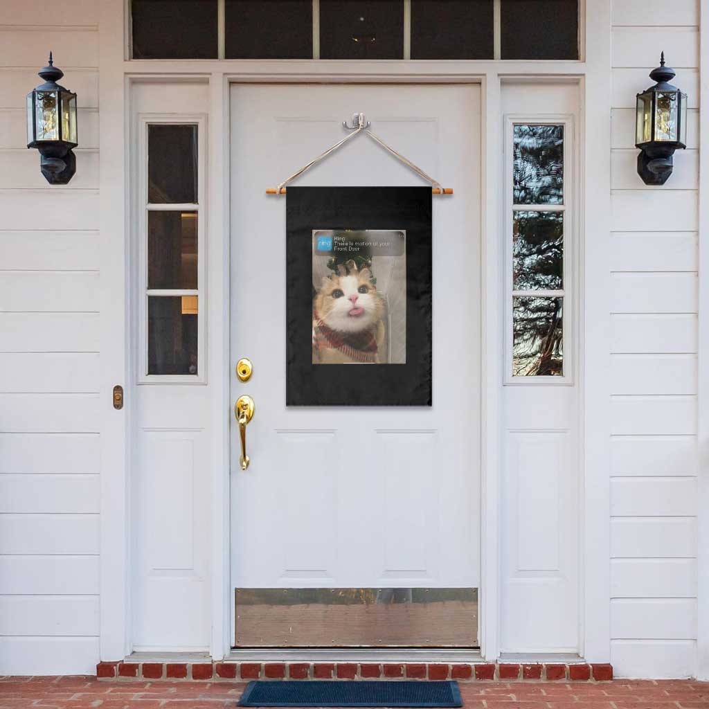 Funny Cat Christmas Garden Flag Ring There is Motion at Your Front Door Meme Xmas Tree TS10 Print Your Wear