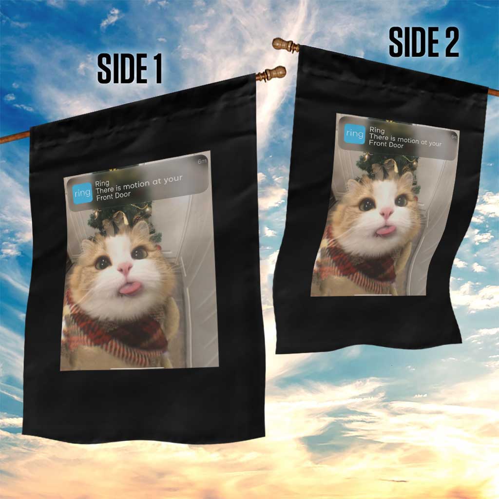 Funny Cat Christmas Garden Flag Ring There is Motion at Your Front Door Meme Xmas Tree TS10 Print Your Wear