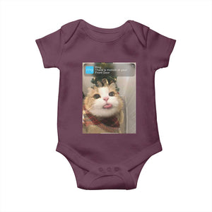 Funny Cat Christmas Baby Onesie Ring There is Motion at Your Front Door Meme Xmas Tree TS10 Maroon Print Your Wear