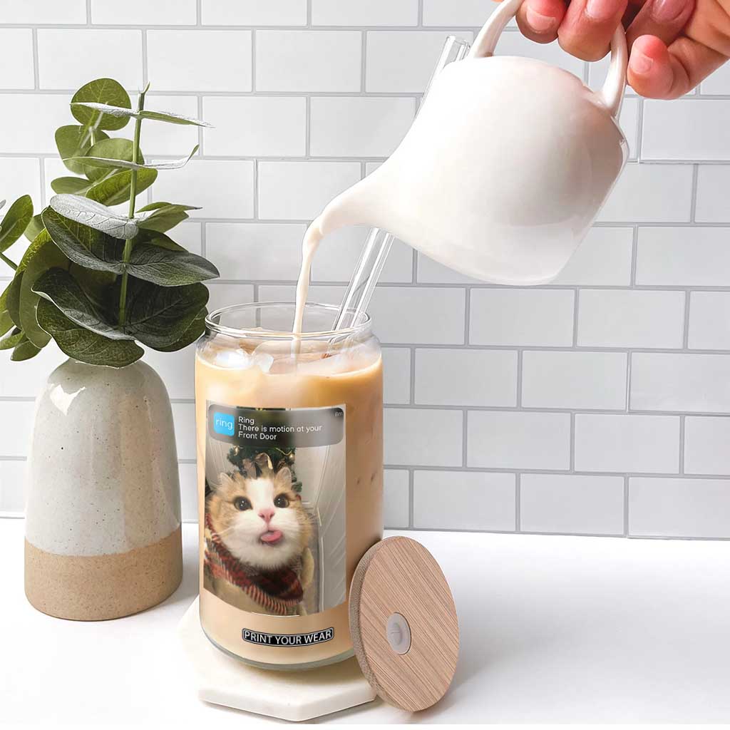 Funny Cat Christmas Glass Can Ring There is Motion at Your Front Door Meme Xmas Tree TS10 Print Your Wear
