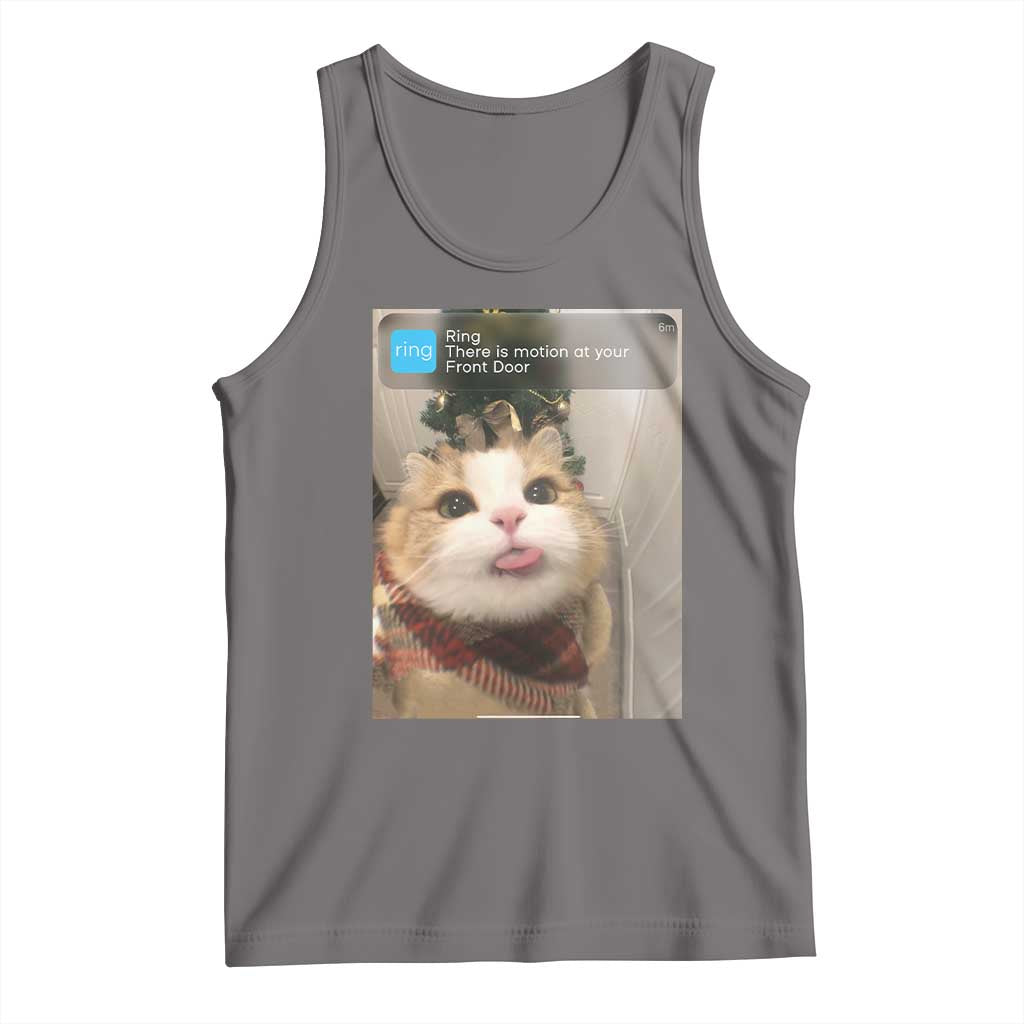 Funny Cat Christmas Tank Top Ring There is Motion at Your Front Door Meme Xmas Tree TS10 Deep Heather Print Your Wear