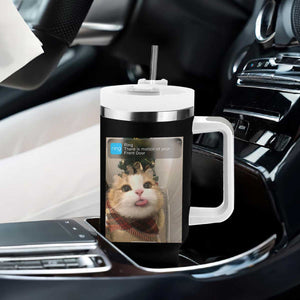 Funny Cat Christmas Tumbler With Handle Ring There is Motion at Your Front Door Meme Xmas Tree TS10 Print Your Wear