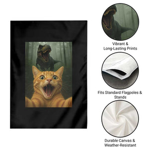 Cat Selfie With Dinosaur Garden Flag Funny Cat Gifts TS10 Print Your Wear