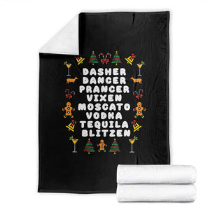 Funny Drinking Christmas Throw Blanket Merry Christmas Dasher Dancer Prancer Vixen TS10 Black Print Your Wear
