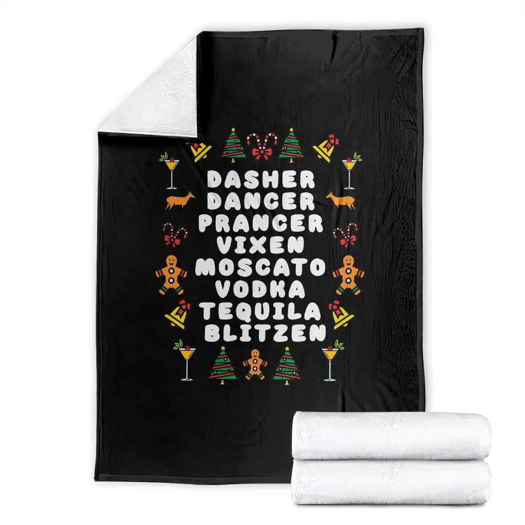 Funny Drinking Christmas Throw Blanket Merry Christmas Dasher Dancer Prancer Vixen TS10 Black Print Your Wear