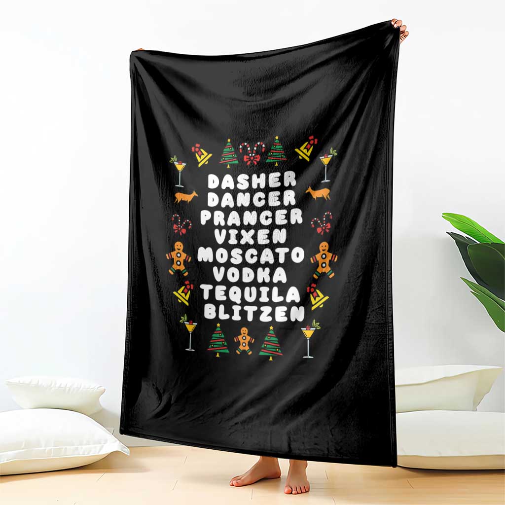 Funny Drinking Christmas Throw Blanket Merry Christmas Dasher Dancer Prancer Vixen TS10 Print Your Wear