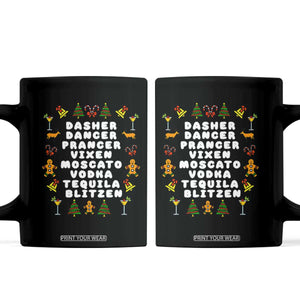 Funny Drinking Christmas Coffee Mug Merry Christmas Dasher Dancer Prancer Vixen TS10 Black Print Your Wear